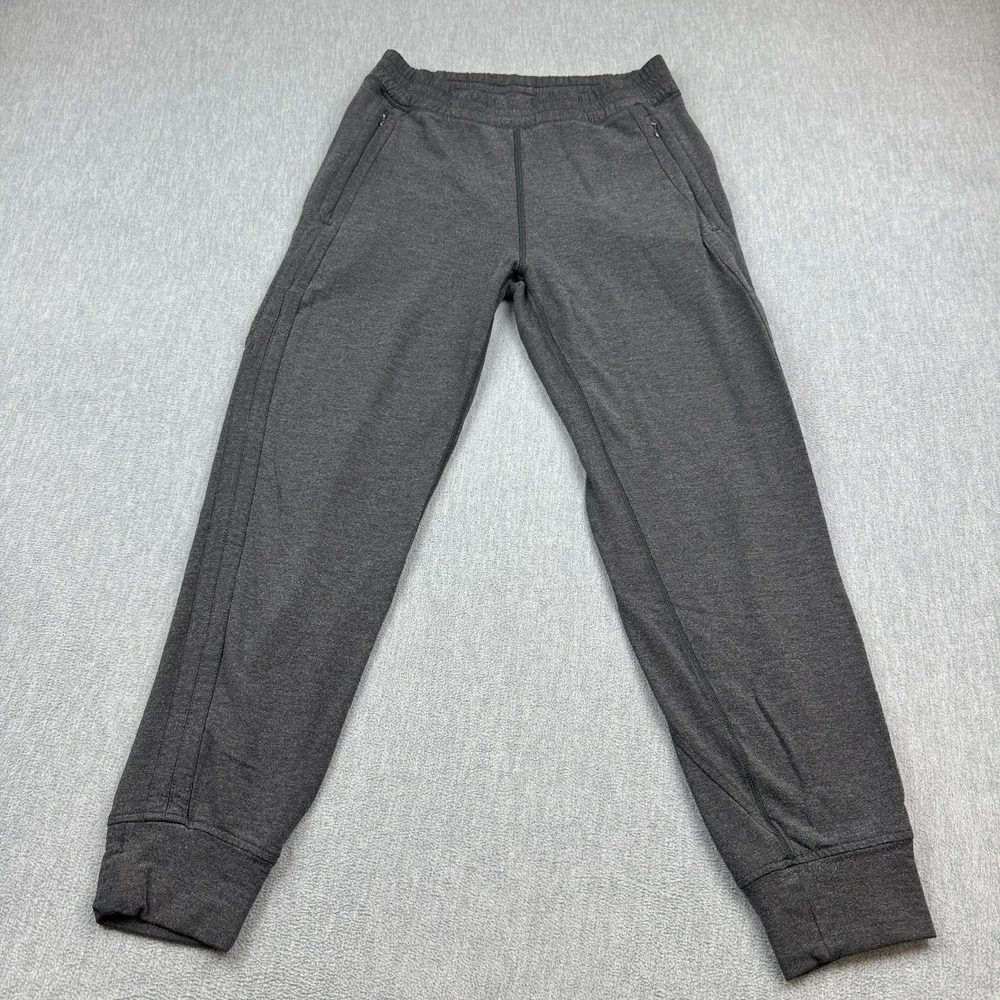 Lululemon Jogger Sweat Pants Womens 6 Gray Stretch Gym Yoga‎ Pockets Zip Casual